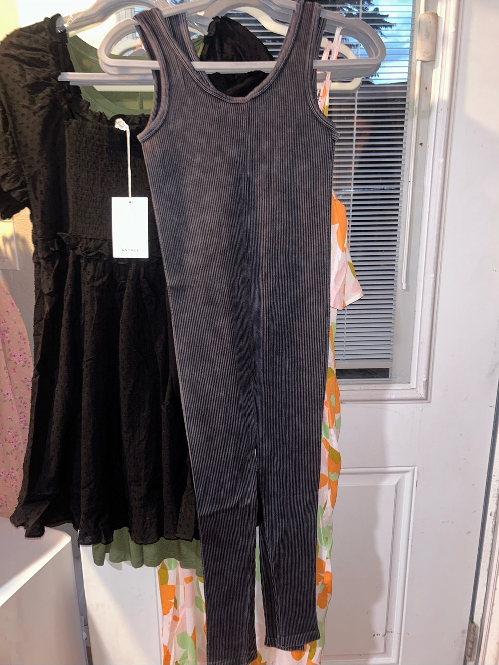 Women's Ribbed Tank Jumpsuit - Charcoal Gray - Zanana sizes s&m, L&xl